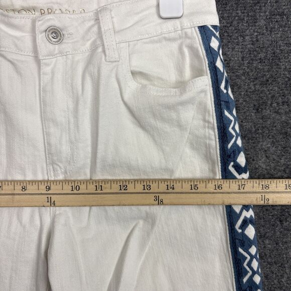 Boston Proper Jeans Womens Size 8 White  Denim Side Stripe Western Boho - Picture 5 of 9